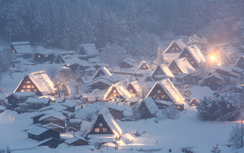 西拉卡瓦戈与降雪日本岐阜布日本高清图片