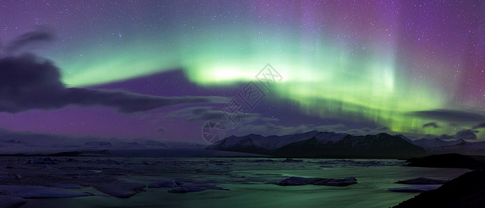 北光北极光Jokulsarlon冰川泻湖冰岛图片