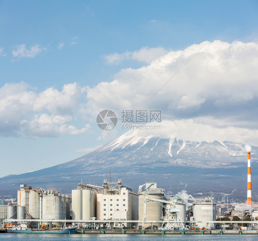 富士山日本工业工厂静冈县全景图片