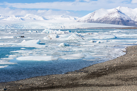 冰冻沙龙瓦尔纳霍科尔冰川约库萨伦湖冰岛背景