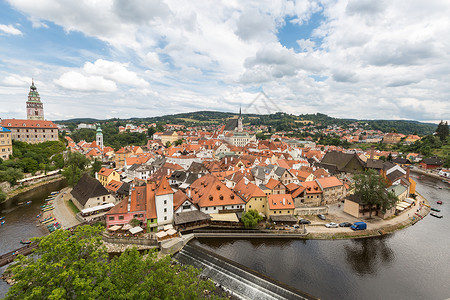 捷克共国塞斯基克鲁洛夫老城的鸟瞰图图片