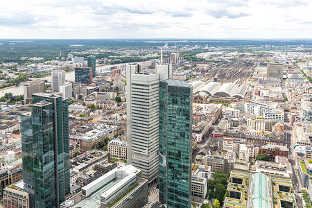 空中法兰克福的摩天大楼天际线建筑德国图片