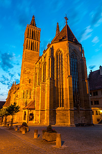 美丽的风景,历史小镇罗滕堡奥贝尔教堂,弗兰科尼亚,巴伐利亚,德国图片