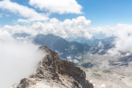 来自德国祖格斯皮策顶部的高山阿尔卑斯山景观高清图片