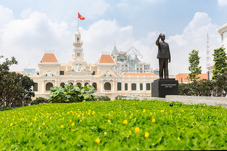 胡志明市政厅西贡越南背景