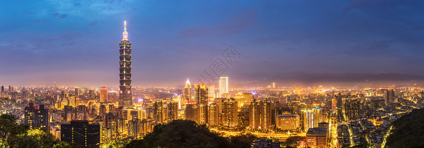 台湾天际线全景台北天际线台湾黄昏背景