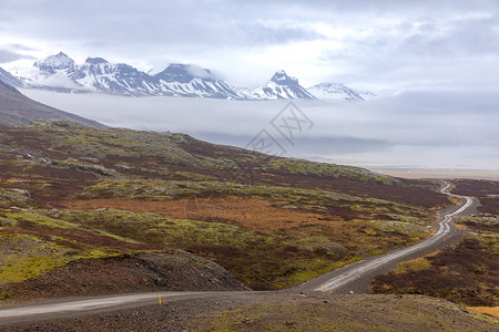 冬季山脉砾石路奥西路冰岛背景