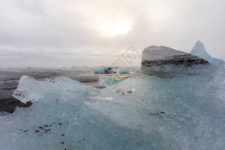 冰山钻石海滩Vatnajokull冰川Jokulsarlon冰岛图片
