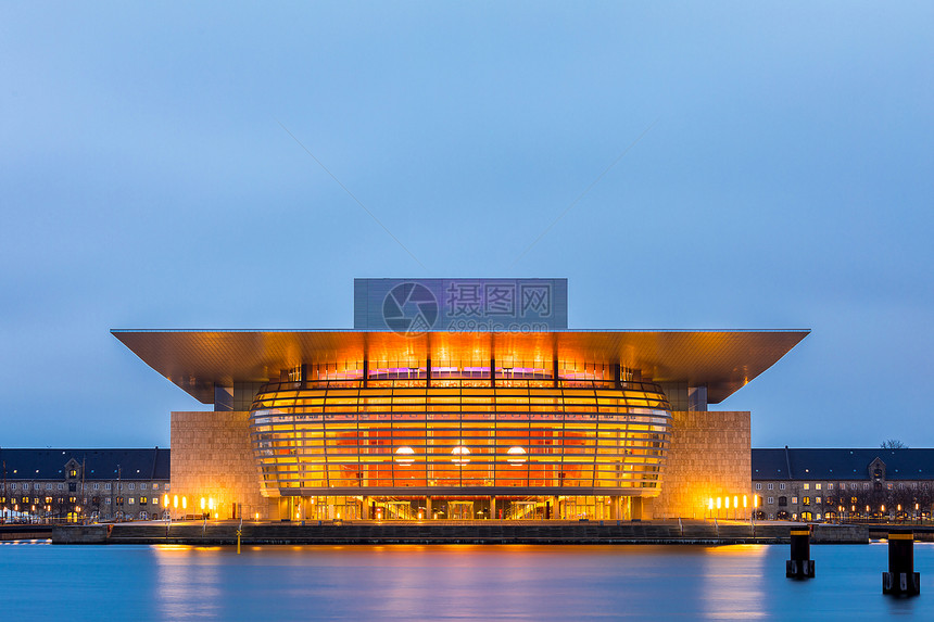 哥本哈根歌剧院丹麦夜间黄昏图片