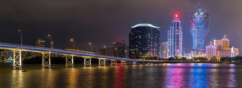 金光大道黄昏时澳门城市景观天际线莫考现中国的部分背景