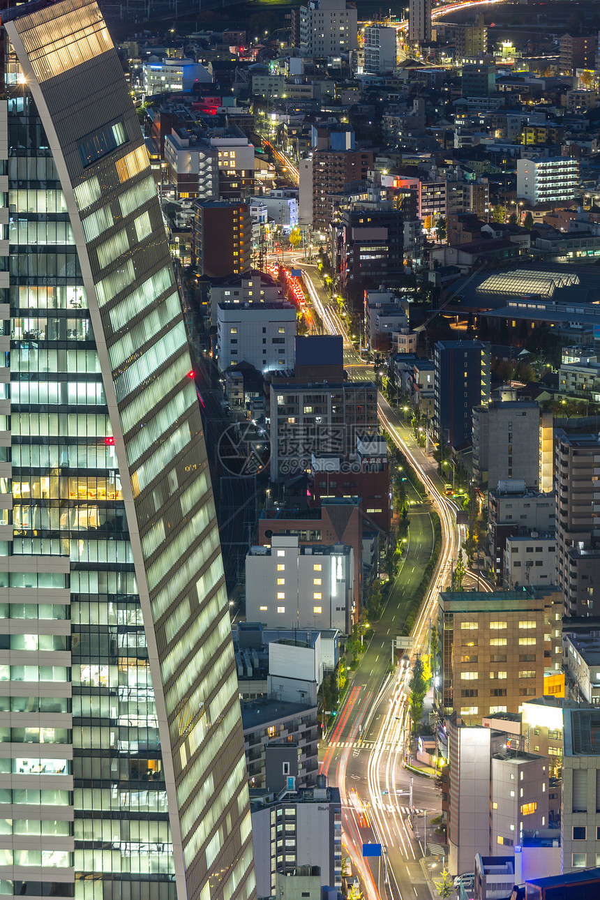 日本名古屋之夜的鸟瞰图片