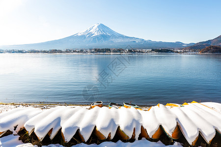 梯形图mt富士山雪景背景