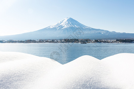 梯形图mt富士山雪景背景