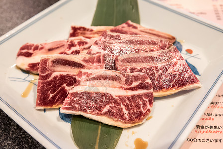 瓦古牛肉肋骨优质日本肉烧烤Yakiniku高清图片