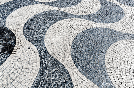 瓷砖砖地板里斯本镇广场,葡萄牙用背景高清图片