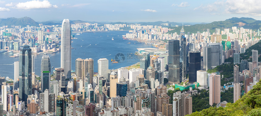 全景香港天际线维多利亚峰图片
