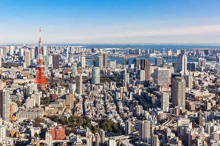 东京塔与天际线东京日本图片