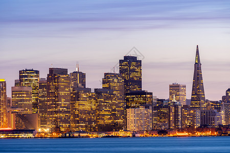 旧金山市中心天际线黄昏宝岛,加利福尼亚,日落,美国旧金山市中心天际线图片