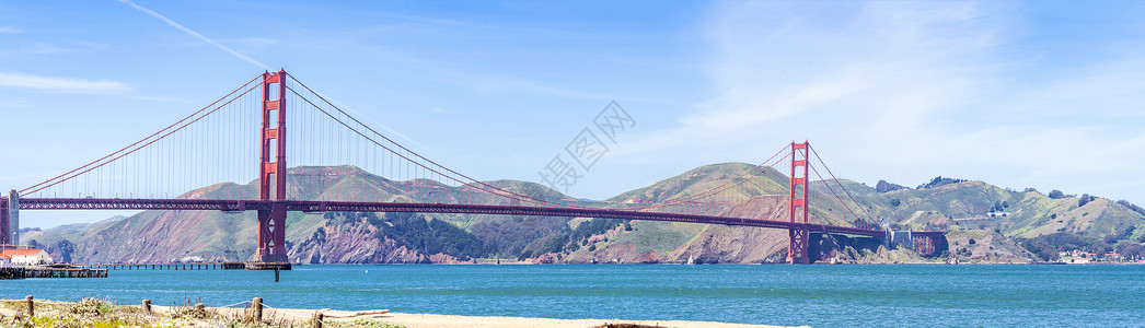 平方英尺金门大桥旧金山加州,美国西海岸太平洋全景金门大桥背景