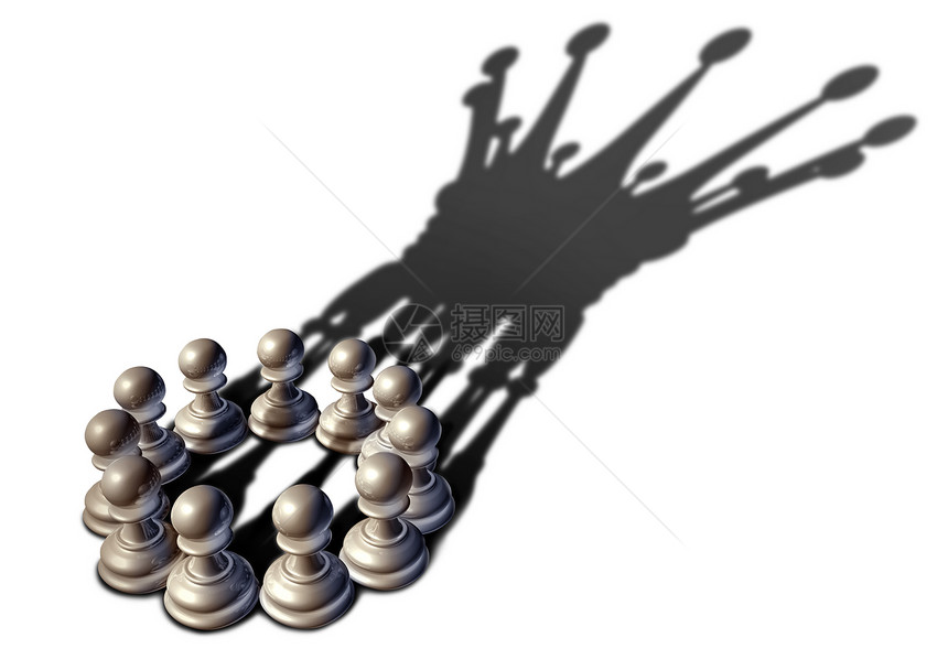 商业领导的,棋子聚集,个队,领导个国王的作品三维插图图片