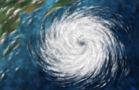 破坏龙卷风飓风种危险的自然灾害天气系统,个海洋海岸的三维插图风格背景