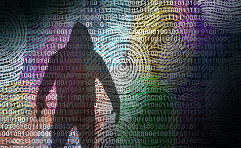 数字身份身份小偷黑客互联网数据盗窃与计算机黑客钓鱼个人私人信息三维插图风格背景