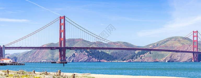 金门大桥旧金山加州,美国西海岸太平洋全景图片