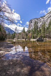 镜像湖约塞米蒂山谷公园加州旧金山美国背景图片