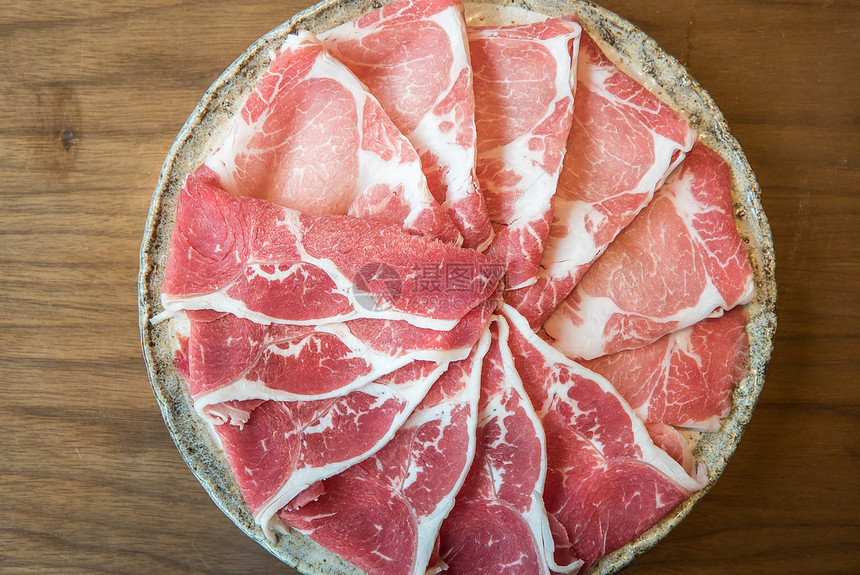丝兰牛肉黑布塔猪肉的质地为食品背景图片