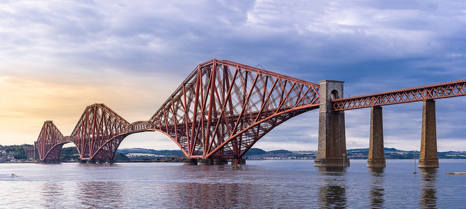 m8级全景,四桥,联合国教科文世界遗产遗址铁路桥爱丁堡苏格兰英国背景