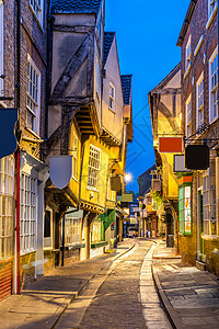 约克混乱小巷日落黄昏,约克恩格斯德英国高清图片