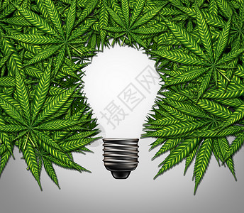 思维创造力消费符号灯泡形状,由杂草叶草药病人,并影响心理学贩的与三维插图元素背景图片