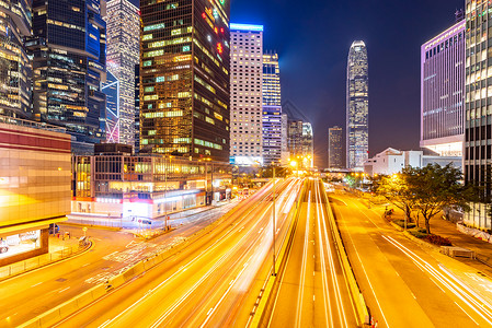 香港城市景观海中部香港市中心区晚上高清图片