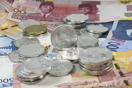 卢比奥卢比硬币堆叠观支付货币鲁皮亚硬币堆叠观货币背景