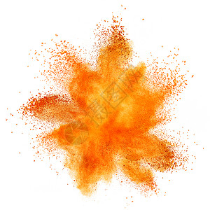 爆炸橙色橙色粉末爆炸隔离白色背景上背景