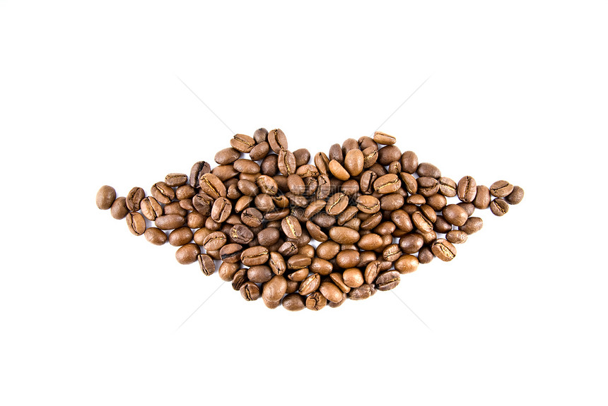 咖啡豆中分离出来的嘴唇白色上图片
