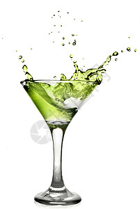 绿色酒精鸡尾酒,溅白色上图片