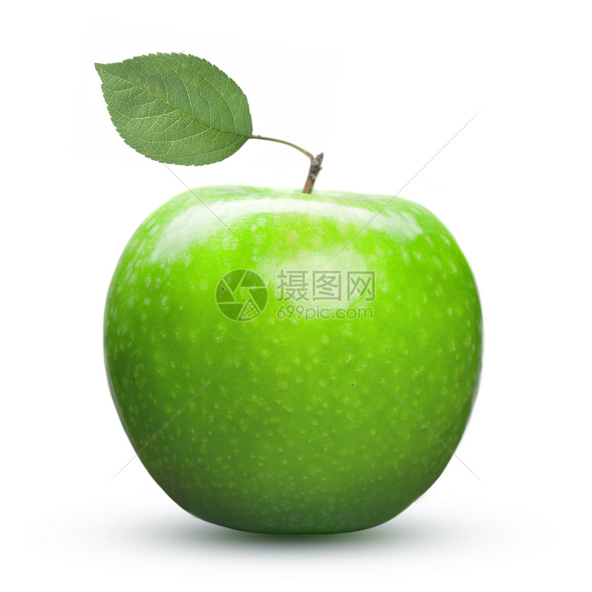 绿色苹果分离白色上图片
