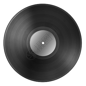 黑色乙烯基记录盘,空白标签隔离白色上图片