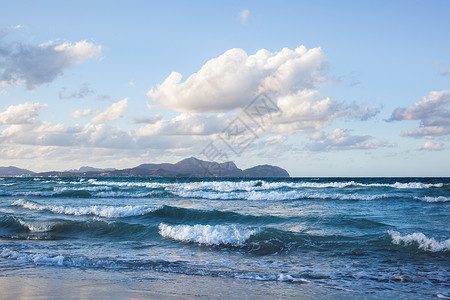 波坎皮卡福特海滩,马略卡岛,巴利阿里群岛,西牙背景