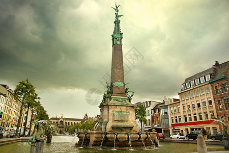 喷泉,以纪念朱尔斯安spach,布鲁塞尔,比利时图片