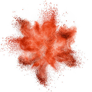 白色背景上隔离的红色粉末爆炸背景图片