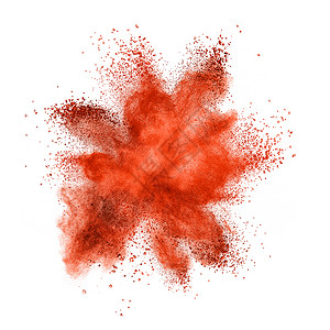 白色背景上隔离的红色粉末爆炸背景图片