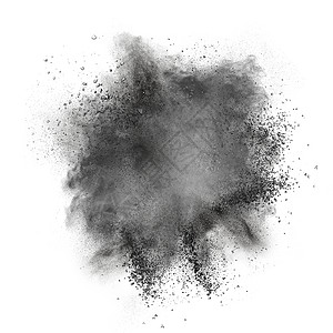 爆炸黑色粉末黑色粉末爆炸隔离白色背景上背景