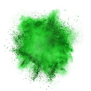 绿色粉末爆炸隔离白色背景上图片