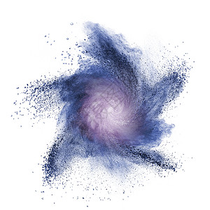 蓝色粉末爆炸隔离白色背景上图片