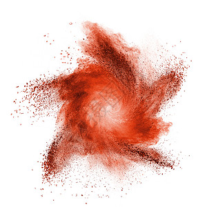 爆炸红色粉末白色背景上隔离的红色粉末爆炸背景