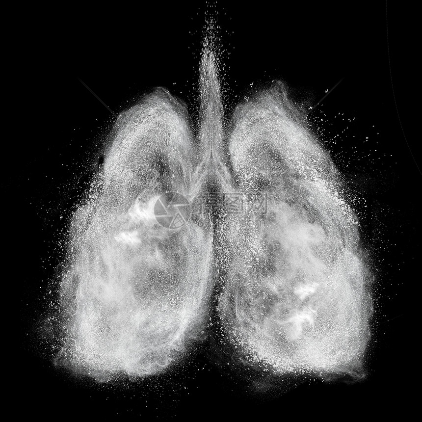 由白色粉末爆炸制成的肺图片
