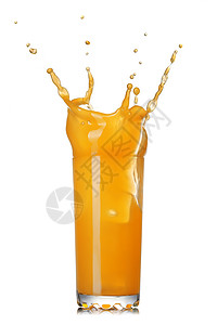 橙汁溅白色的璃上图片