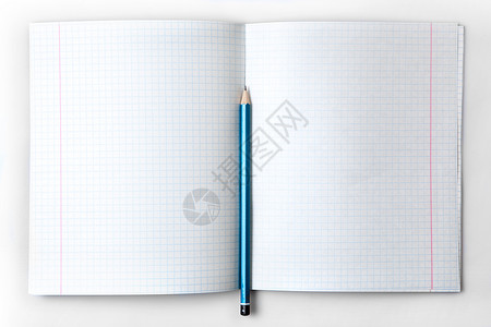 纯线速写素材打开带内衬页铅笔的空笔记本背景